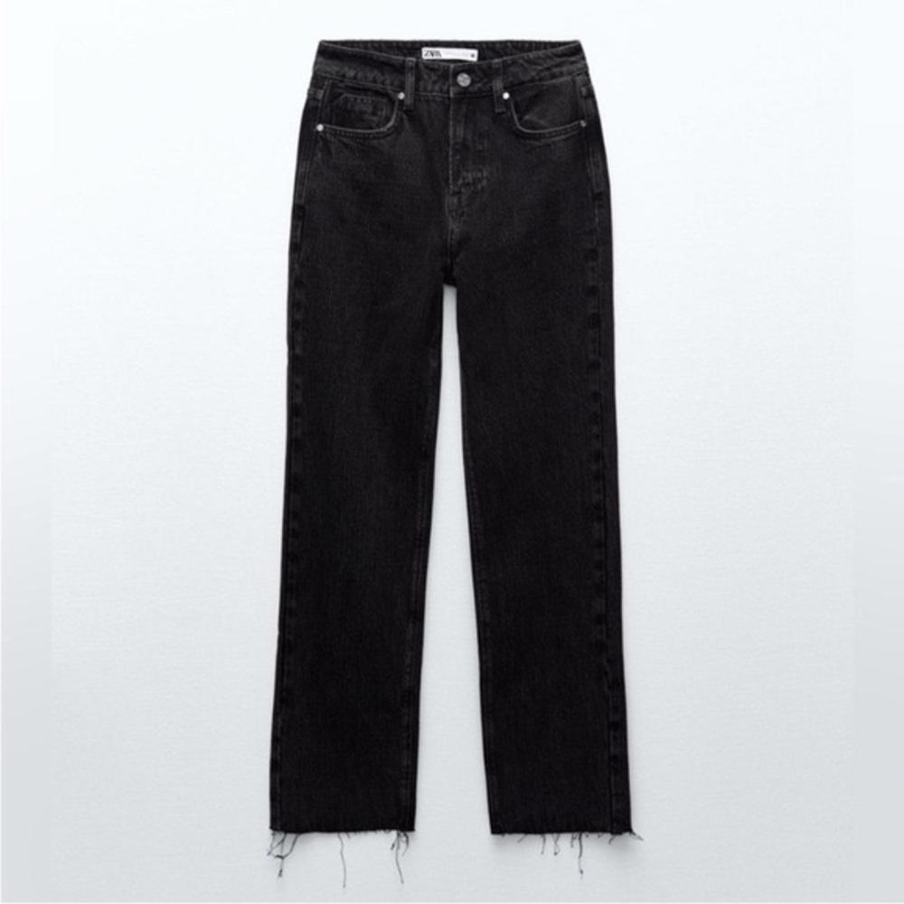 Zara Straight Leg Raw Hem Jeans